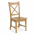 Chaise de salle à manger sans accoudoirs en hévéa massif bois naturel dossier croisé 45 x 52 x 90 cm
