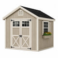 Abri de jardin extérieur en résine polypropylène beige et blanc avec double porte battante et toit à deux pentes 244 cm x 183 cm x 229 cm