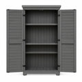 Armoire de rangement extérieure en résine polypropylène gris foncé 97 x 54 x 170 cm avec double porte et étagères