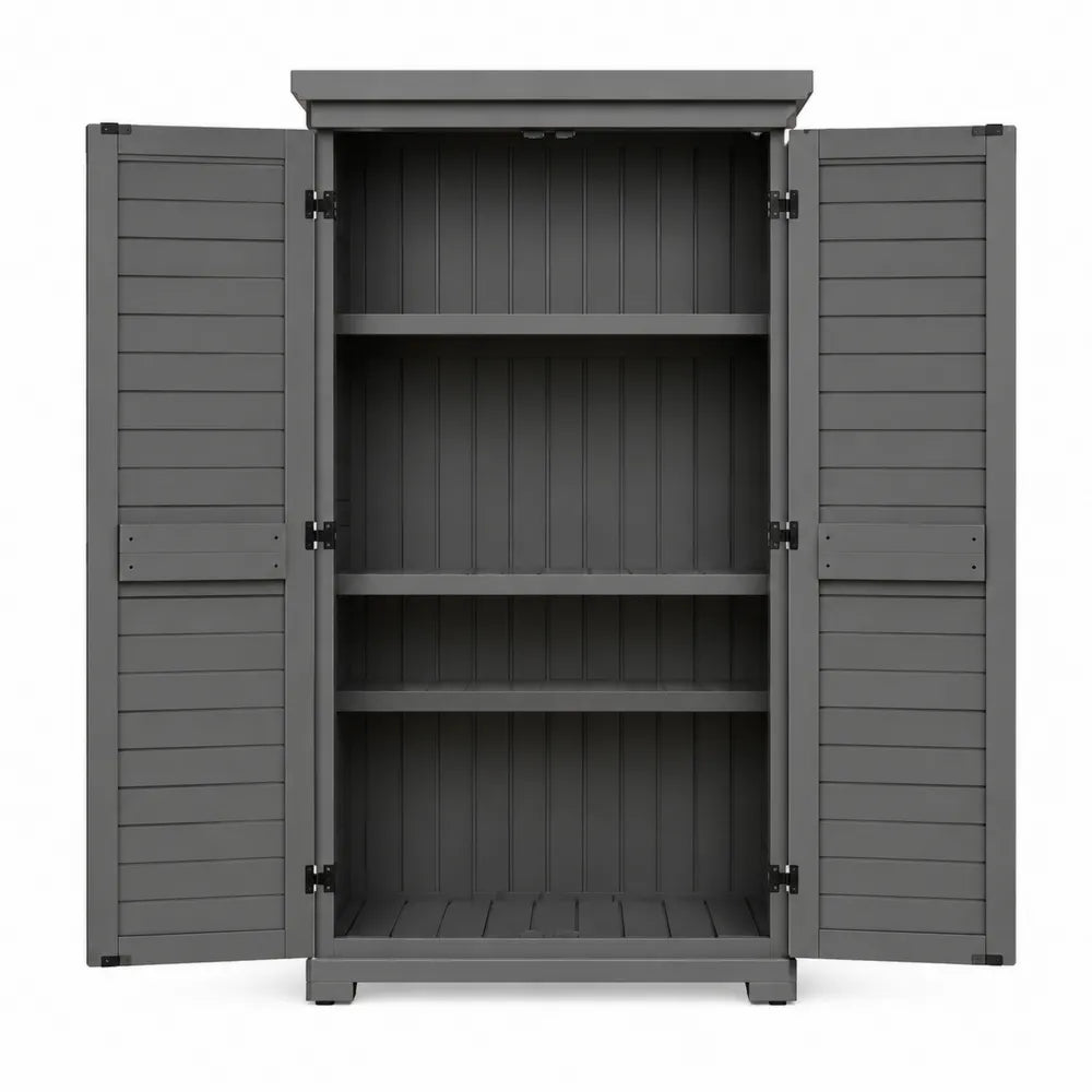 Armoire de rangement extérieure en résine polypropylène gris foncé 97 x 54 x 170 cm avec double porte et étagères
