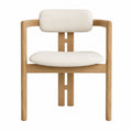 Chaise de salle à manger en bois naturel et tissu beige dossier rembourré 50 cm x 55 cm x 80 cm