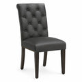 Chaise de salle à manger capitonnée sans accoudoirs revêtement PU noir pieds hévéa massif brun foncé 50 x 62 x 100 cm